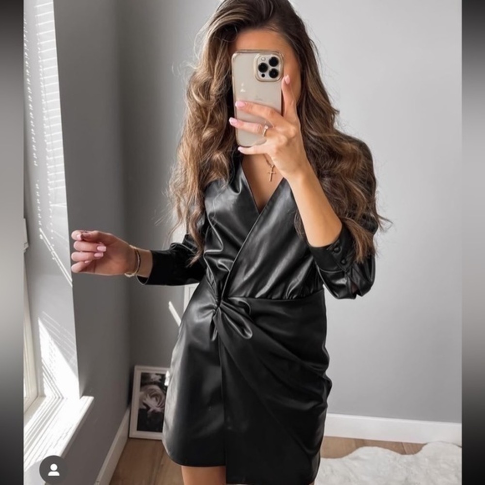 ZARA Faux leather draped dress 8468 322